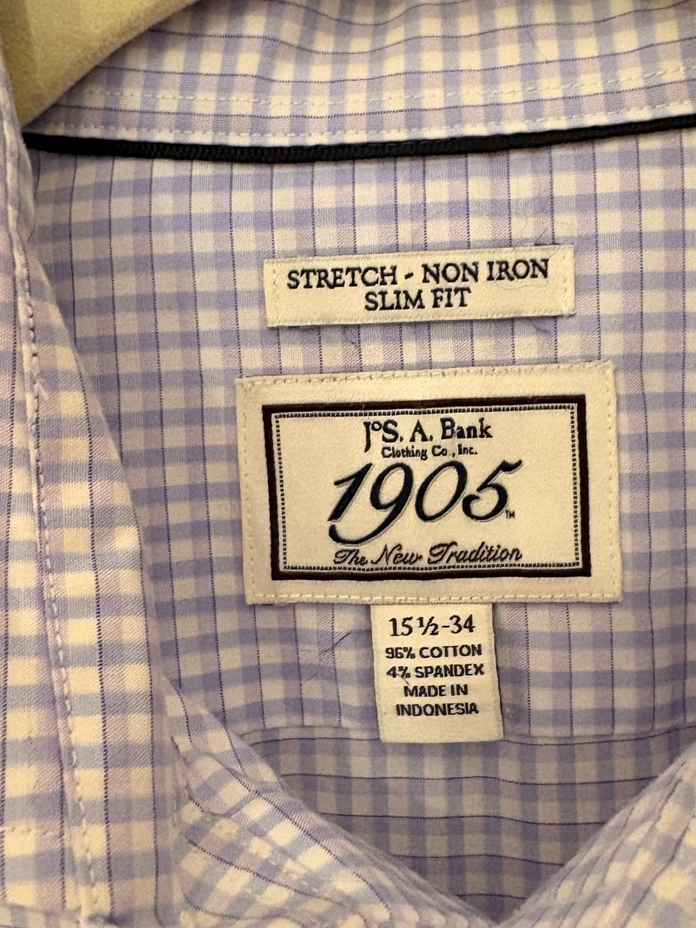 Jos. A. Bank Men’s Light Blue & Lavender Gingham Button Down Dress Shirt - Picture 2 of 5